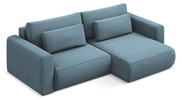 Divano angolare azzurro allungabile/con contenitore (con penisola a destra/con chaise lounge) Kapua – Makamii