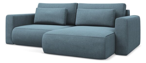 Divano angolare azzurro allungabile/con contenitore (con penisola a destra/con chaise lounge) Kapua – Makamii