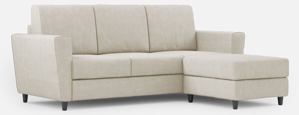 Divano 3 Posti con Pouf 212x155x85 cm Yasel in Tessuto Latte