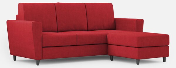 Divano 3 Posti con Pouf 212x155x85 cm Yasel in Tessuto Rosso