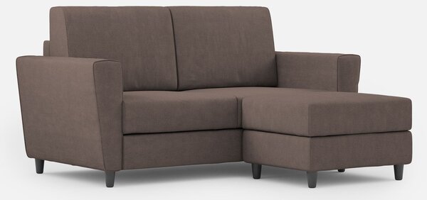 Divano 2 Posti con Pouf 152x155x85 cm Yasel in Tessuto Talpa