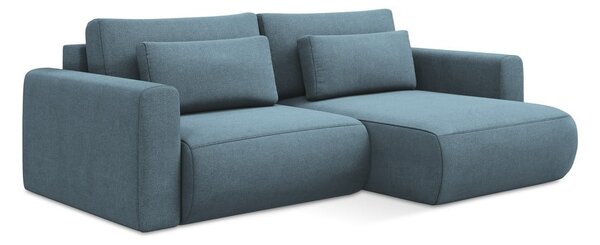 Divano angolare azzurro allungabile/con contenitore (con penisola a destra/con chaise lounge) Kapua – Makamii