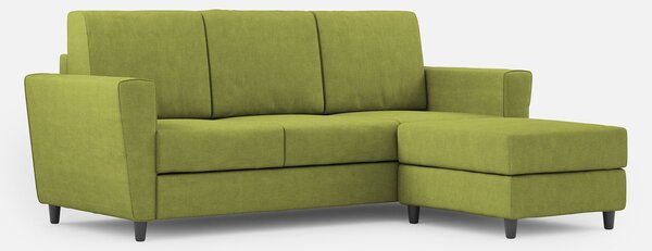 Divano 3 Posti con Pouf 212x155x85 cm Yasel in Tessuto Verde