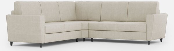 Divano Angolare 5 Posti 228x228x85 cm Yasel in Tessuto Latte