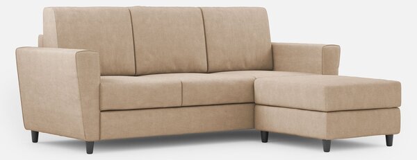 Divano 3 Posti con Pouf 212x155x85 cm Yasel in Tessuto Beige