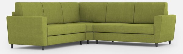 Divano Angolare 5 Posti 228x228x85 cm Yasel in Tessuto Verde