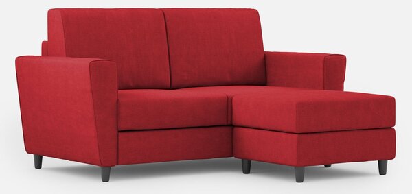 Divano 2 Posti con Pouf 152x155x85 cm Yasel in Tessuto Rosso