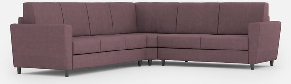 Divano Angolare 6 Posti 288x228x85 cm Yasel in Tessuto Prugna