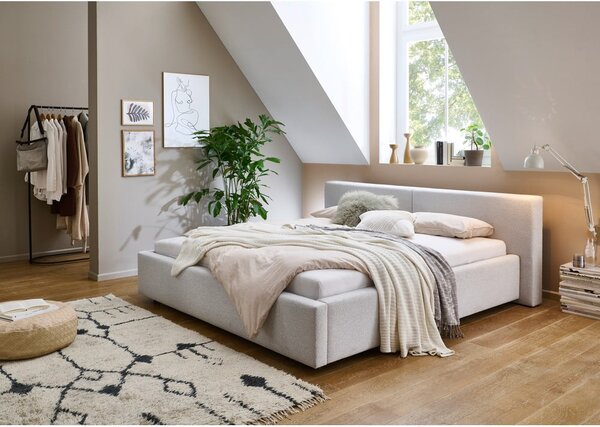 Letto matrimoniale imbottito grigio chiaro rete non inclusa 140x200 cm Cube – Meise Möbel