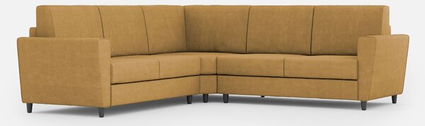 Divano Angolare 5 Posti 228x228x85 cm Yasel in Tessuto Ocra