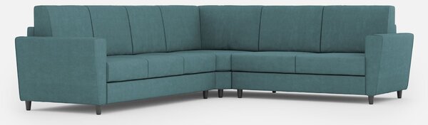 Divano Angolare 6 Posti 288x228x85 cm Yasel in Tessuto Petrolio