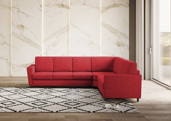 Divano Angolare 6 Posti 288x228x85 cm Yasel in Tessuto Rosso