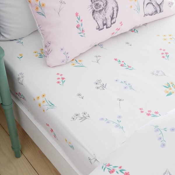 Lenzuolo con angoli per bambini bianco per culla 70x140 cm Bunny Tails Ditsy Flowers – Catherine Lansfield