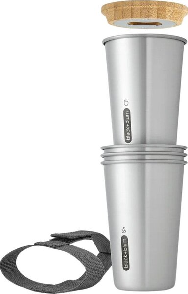 Tazze da viaggio in set argentate in acciaio inox 4 pz 500 ml – Black + Blum