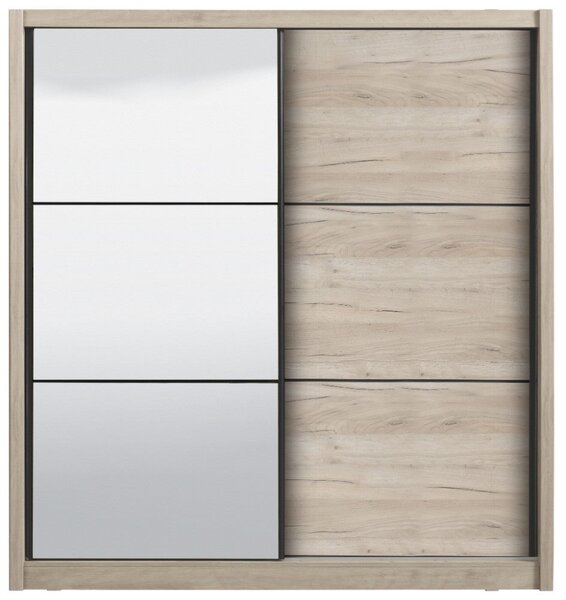 Armadio 2 Ante Scorrevoli con Specchio 212x61x215 cm Madrid Quercia