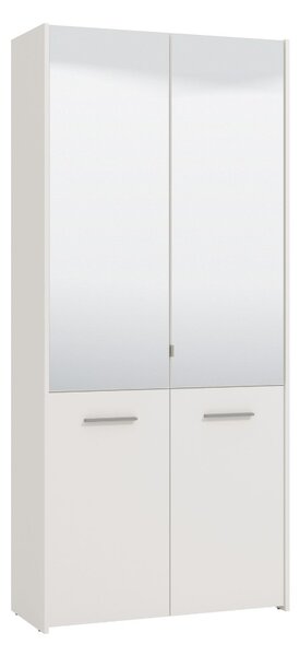 Scarpiera 2 Ante con Specchio 8 Ripiani 89,5x37,5x199 cm Maiorca Bianco