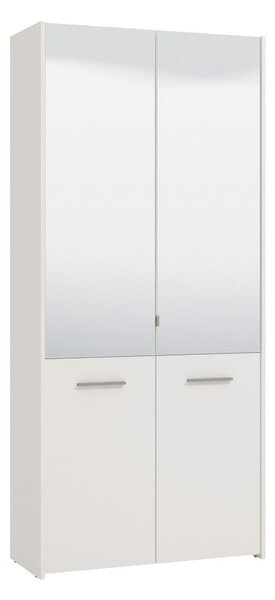 Scarpiera 2 Ante con Specchio 8 Ripiani 89,5x37,5x199 cm Maiorca Bianco