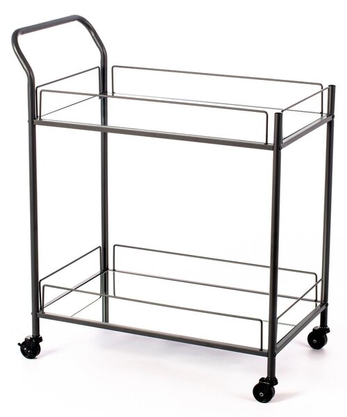 Carrello Portabevande 40x72xH83 cm in Metallo e Vetro Pagno Nero