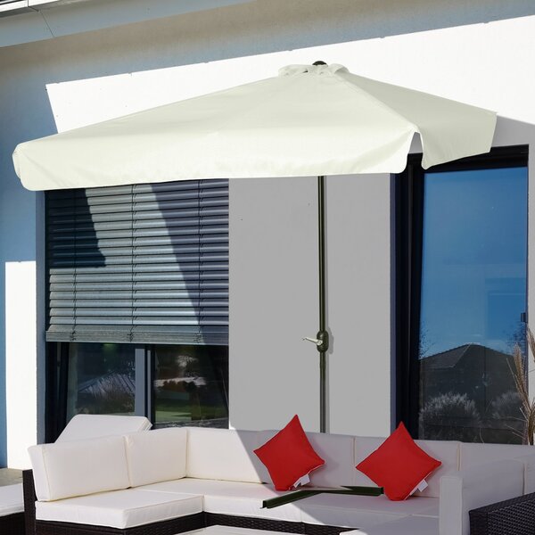 Mezzo Ombrellone da Giardino 230x130x249 cm in Metallo e Poliestere Crema