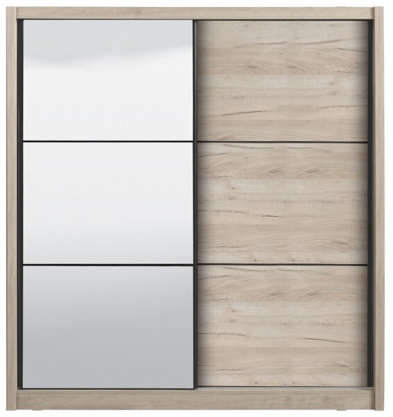 Armadio 2 Ante Scorrevoli con Specchio 212x61x215 cm Madrid Quercia