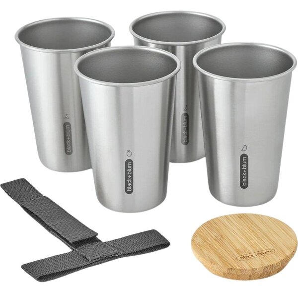Tazze da viaggio in set argentate in acciaio inox 4 pz 500 ml – Black + Blum