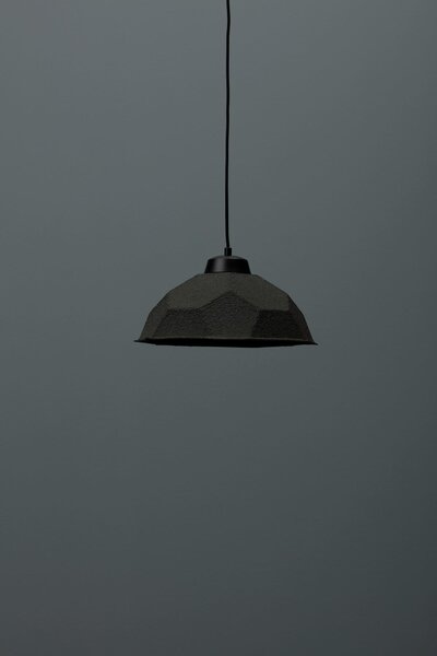 Lampada a Sospensione Ø35xH160 cm in Cartone Riciclato e Metallo Egg Nero