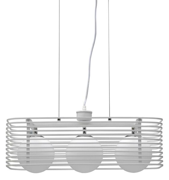 Lampada a Sospensione 25x60xH120 cm in Metallo Cage Bianco