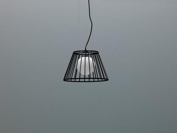Lampada a Sospensione Ø20/35xH120 cm in Metallo Cage Nero
