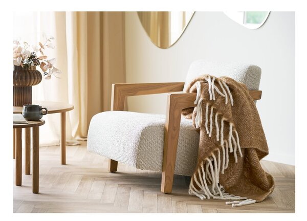 Coperta marrone chiaro in misto lana 130x170 cm Carmel – House Nordic