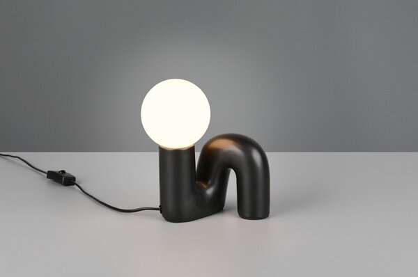 Lampada da tavolo nera in ceramica (altezza totale 21,5 cm) Quinn – Reality
