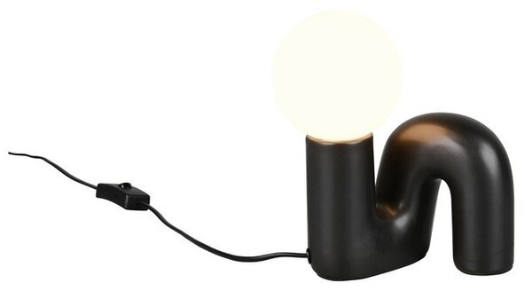 Lampada da tavolo nera in ceramica (altezza totale 21,5 cm) Quinn – Reality