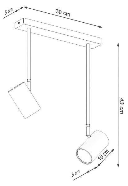 Faretto nero 10x30 cm Jones – Sollux