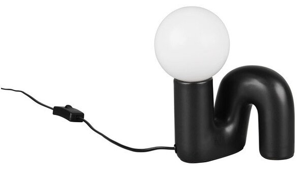 Lampada da tavolo nera in ceramica (altezza totale 21,5 cm) Quinn – Reality
