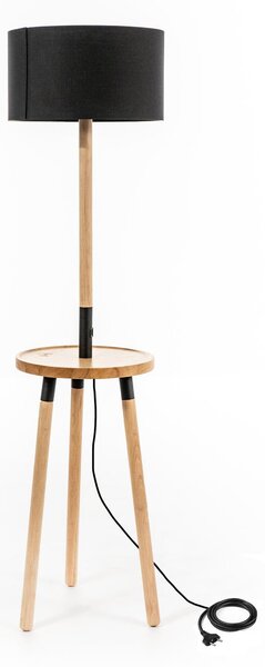 Lampada da Terra 40x40xH135 cm in Tessuto e Legno Acrux Nero