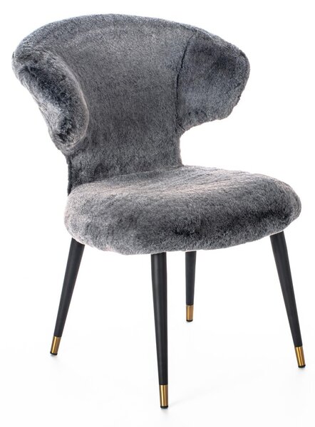 Poltrona 64x66xH87 cm in Pelliccia Sintetica Fury Grigio