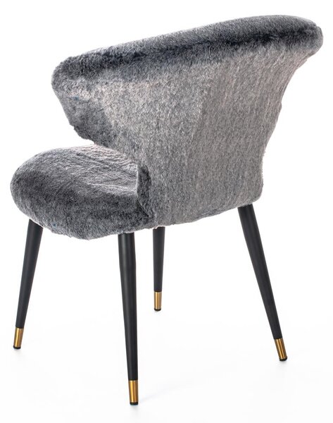 Poltrona 64x66xH87 cm in Pelliccia Sintetica Fury Grigio