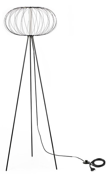 Lampada da Terra a LED 50x50xH150 cm in Acciaio e Metallo Mizar Nero