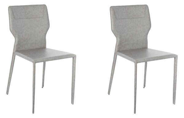 Set 2 Sedie 56x44xH86,5 cm in Similcuoio e Metallo Kim Grigio chiaro