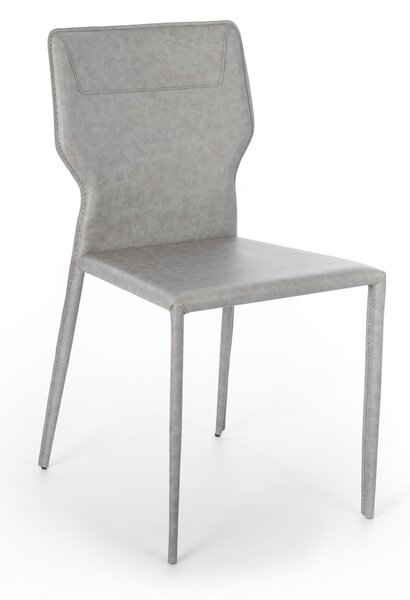 Set 2 Sedie 56x44xH86,5 cm in Similcuoio e Metallo Kim Grigio chiaro