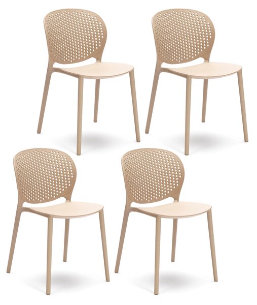 Set 4 Sedie 48x56xH80 cm in Polipropilene Spot Beige