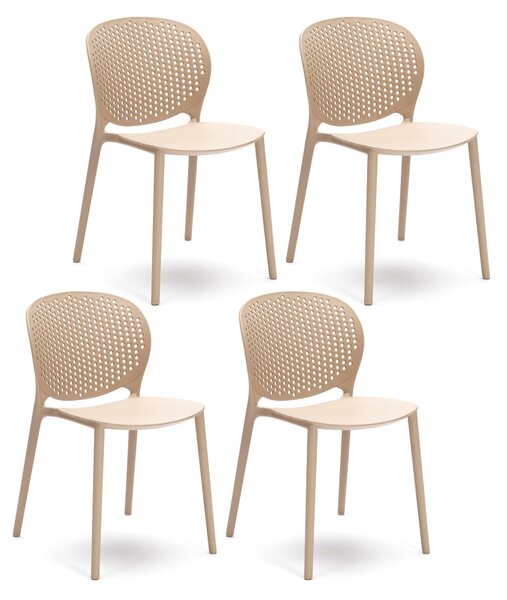 Set 4 Sedie 48x56xH80 cm in Polipropilene Spot Beige