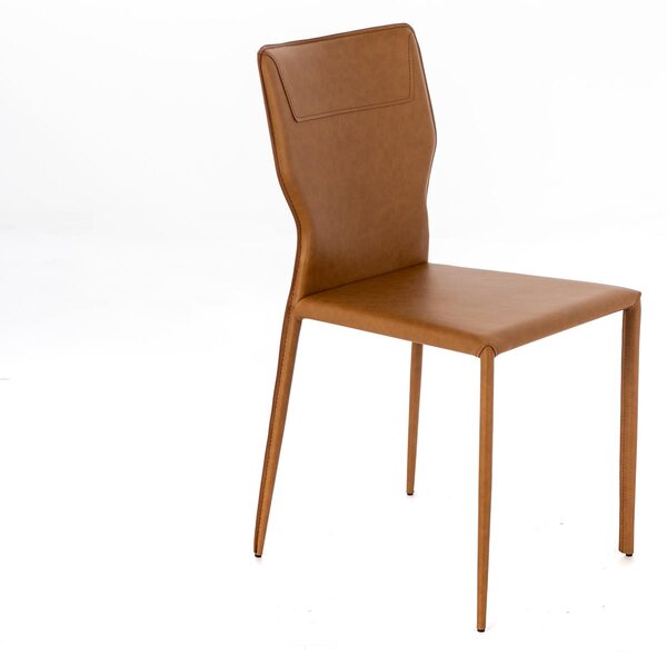 Set 2 Sedie 56x44xH86,5 cm in Similcuoio e Metallo Kim Whisky