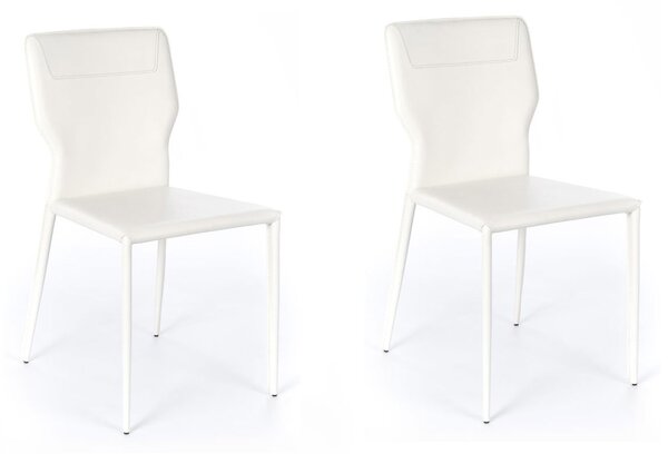 Set 2 Sedie 56x44xH86,5 cm in Similcuoio e Metallo Kim Bianco