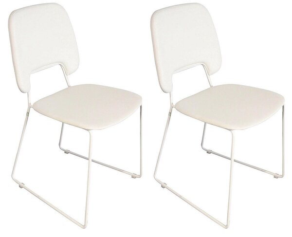 Set 2 Sedie 47,5x45,5xH89 cm in Similpelle e Metallo Guapa Bianco