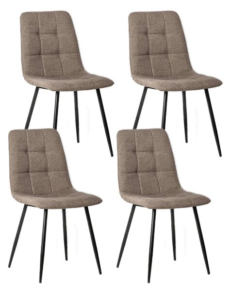 Set 4 Sedie 55x44xH81 cm in Tessuto e Metallo Alma Beige