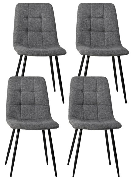 Set 4 Sedie 55x44xH81 cm in Tessuto e Metallo Alma Grigio Chiaro