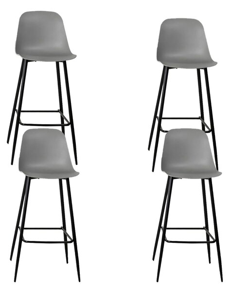 Set 4 Sgabelli 47x37xH103 cm in Polipropilene e Metallo Frida Grigio Chiaro