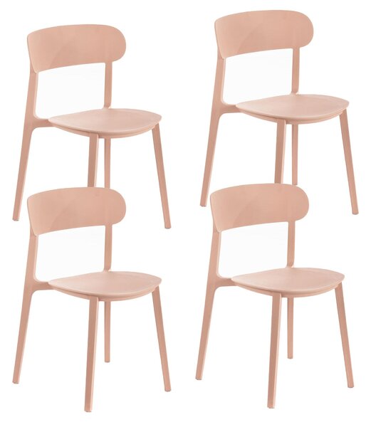 Set 4 Sedie 48x52xH77,5 cm in Polipropilene Cindy Rosa antico