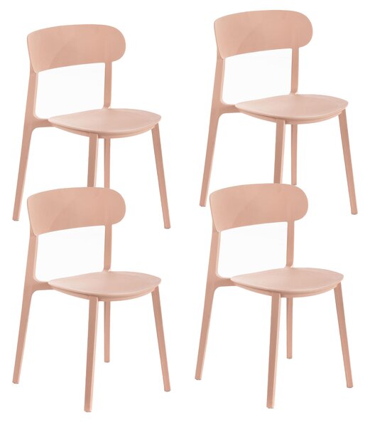 Set 4 Sedie 48x52xH77,5 cm in Polipropilene Cindy Rosa antico
