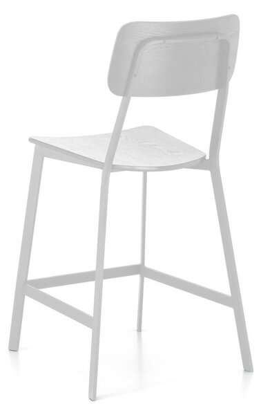 Set 2 Sgabelli 51x51,5xH97 cm in Legno e Metallo Woody Bianco
